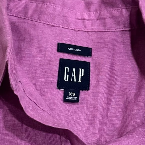 Gap Fuchsia Long Sleeve Buttonup Capsule Lightweight Summer 100% Linen Size XS - Picture 5 of 7